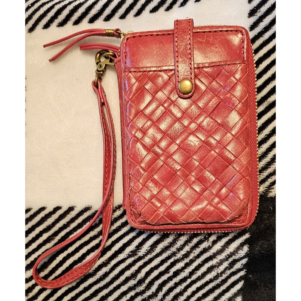 Elliott Lucca Red Cross Pattern Leather Wallet - Picture 2 of 3